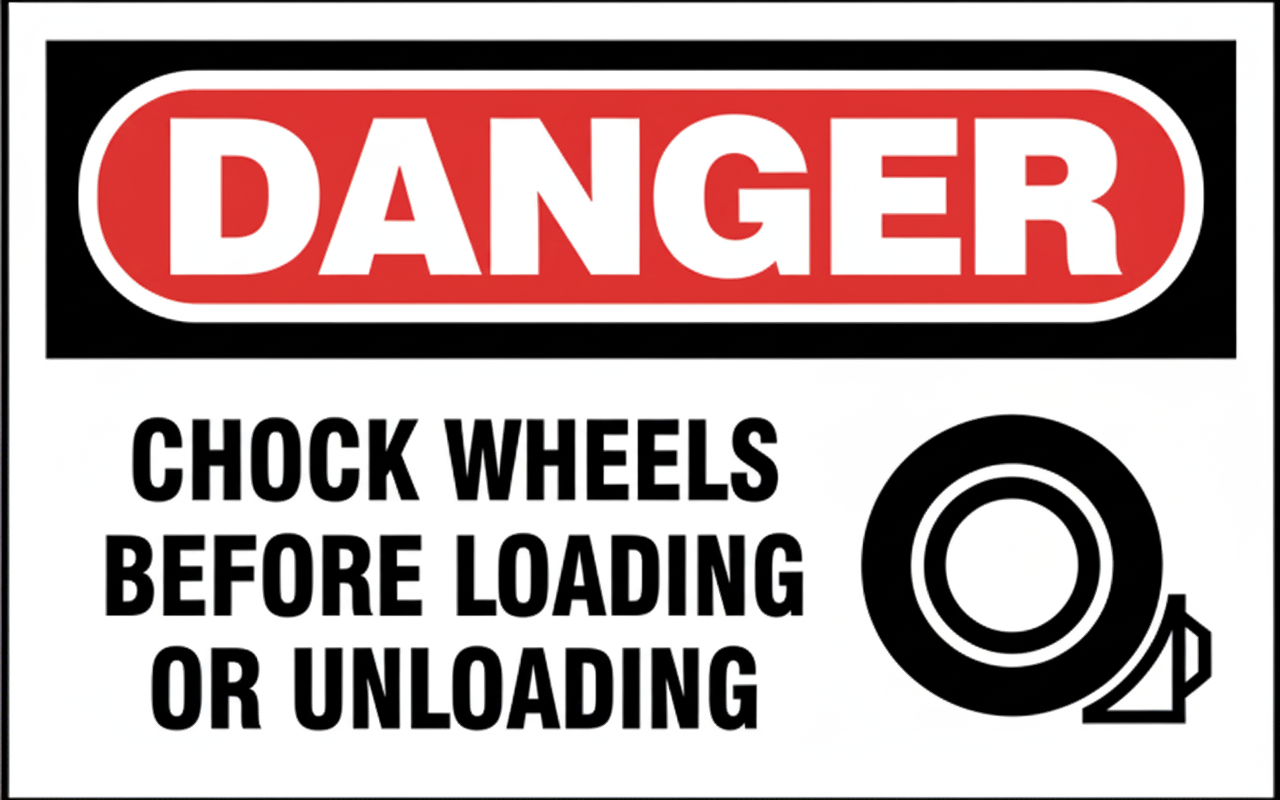 DANGER - CHOCS LES ROUES AVANT LE CHARGEMENT OU LE DÉCHARGEMENT - DA501