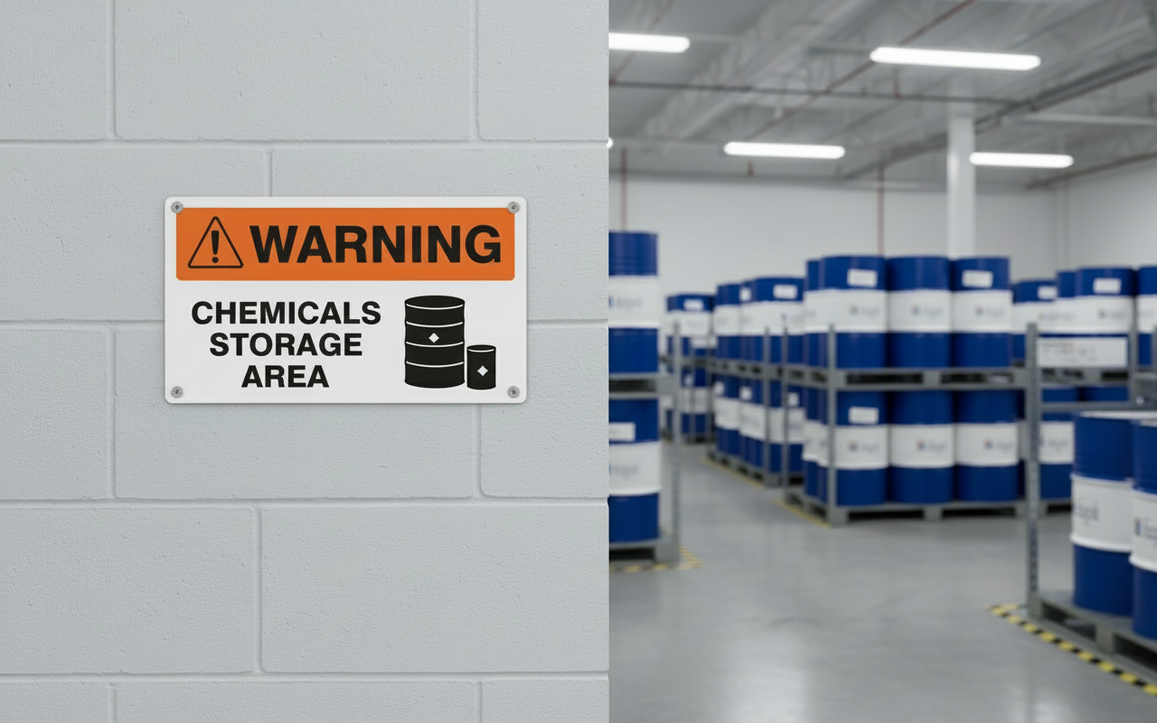 WARNING - CHEMICALS STORAGE AREA - WA970