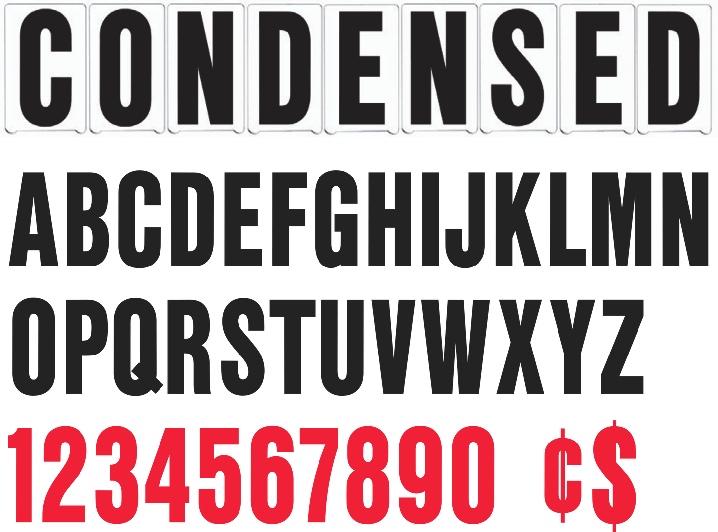 4" Condensed Church changeable sign letters - Black letters & Red numbers