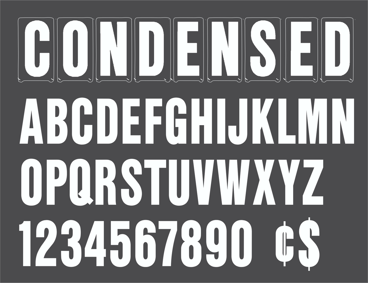 6" Condensed Rigid Changeable Sign Letter - White letters & numbers
