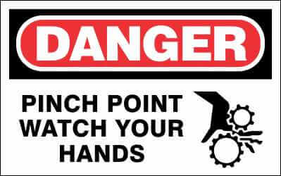 DANGER Sign - PINCH POINT WATCH YOUR HANDS