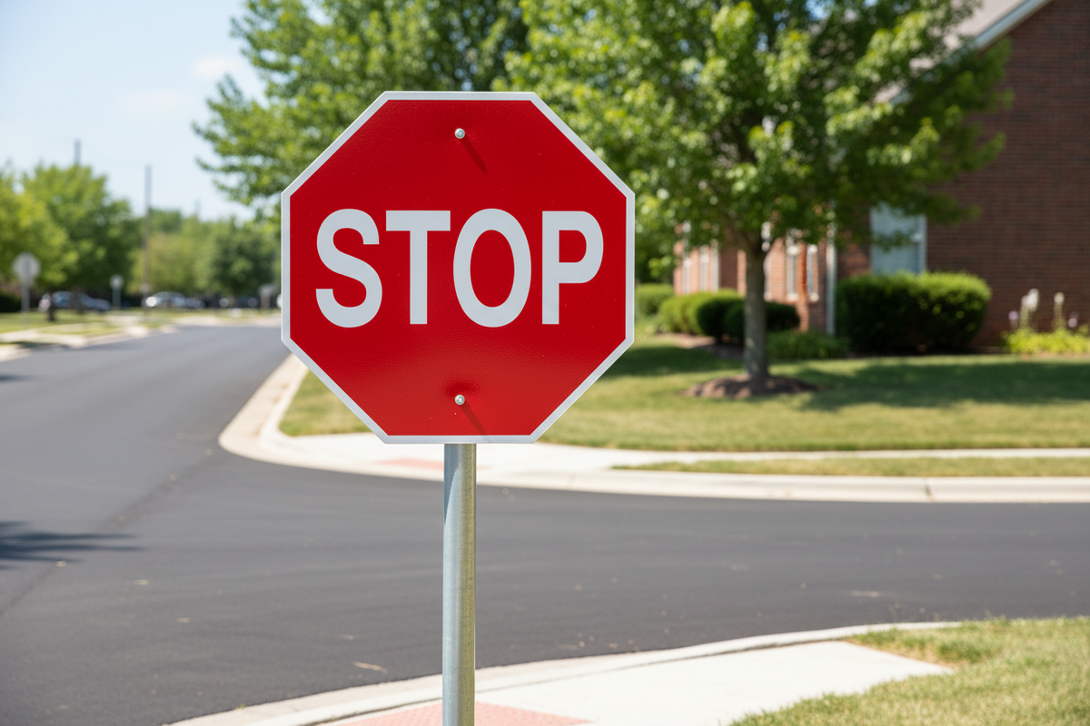 Stop Sign on Post - Traffic Signs Collection