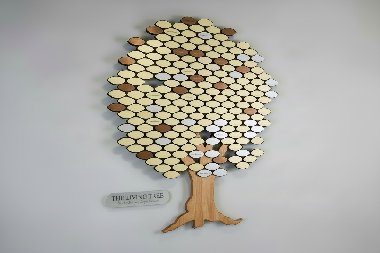 200 Leaf Donor Trees with gold, bronze and silver leaves and light stain trunk