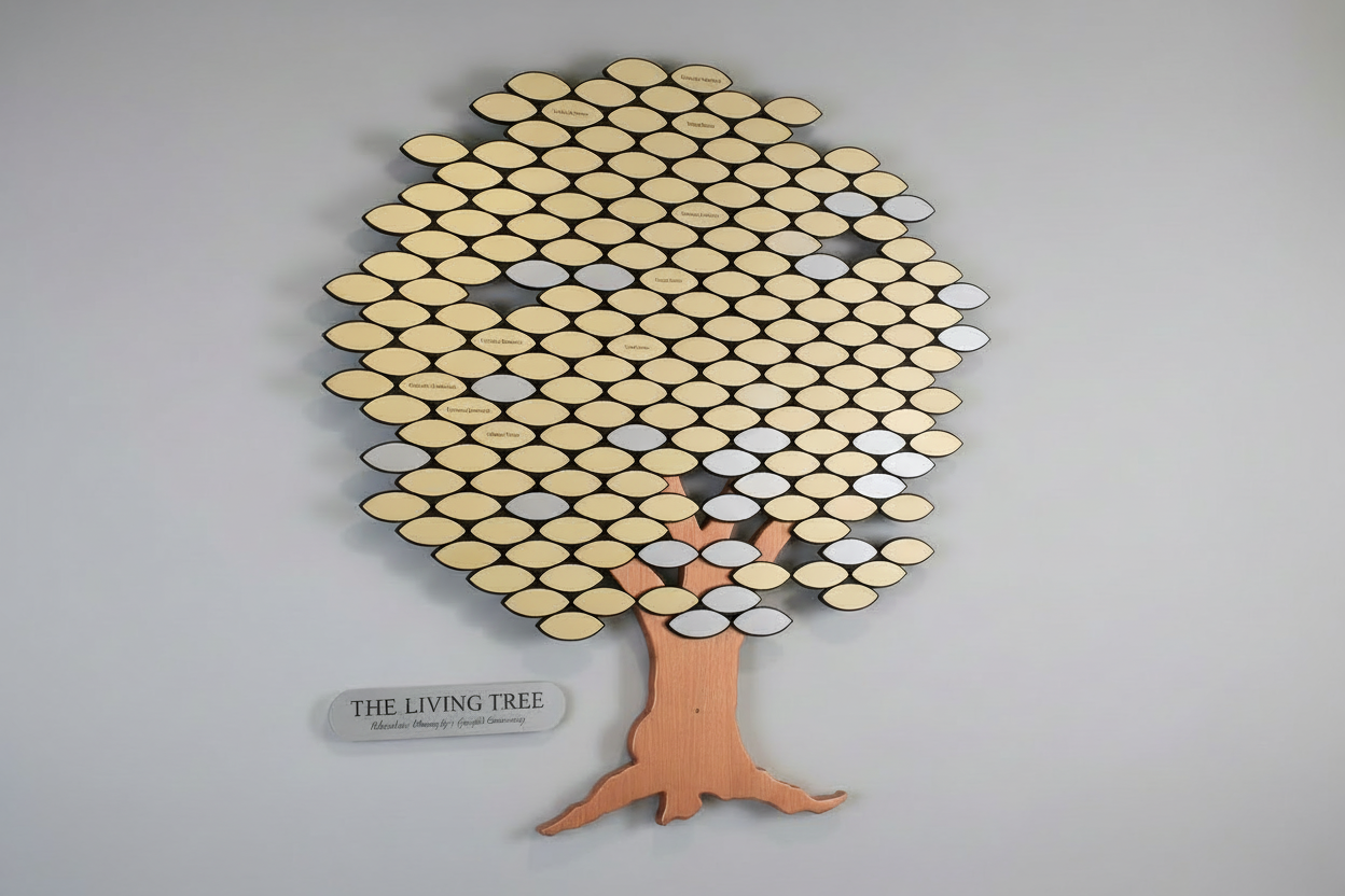 200 Leaf Donor Trees with gold and silver leaves and light stain trunk