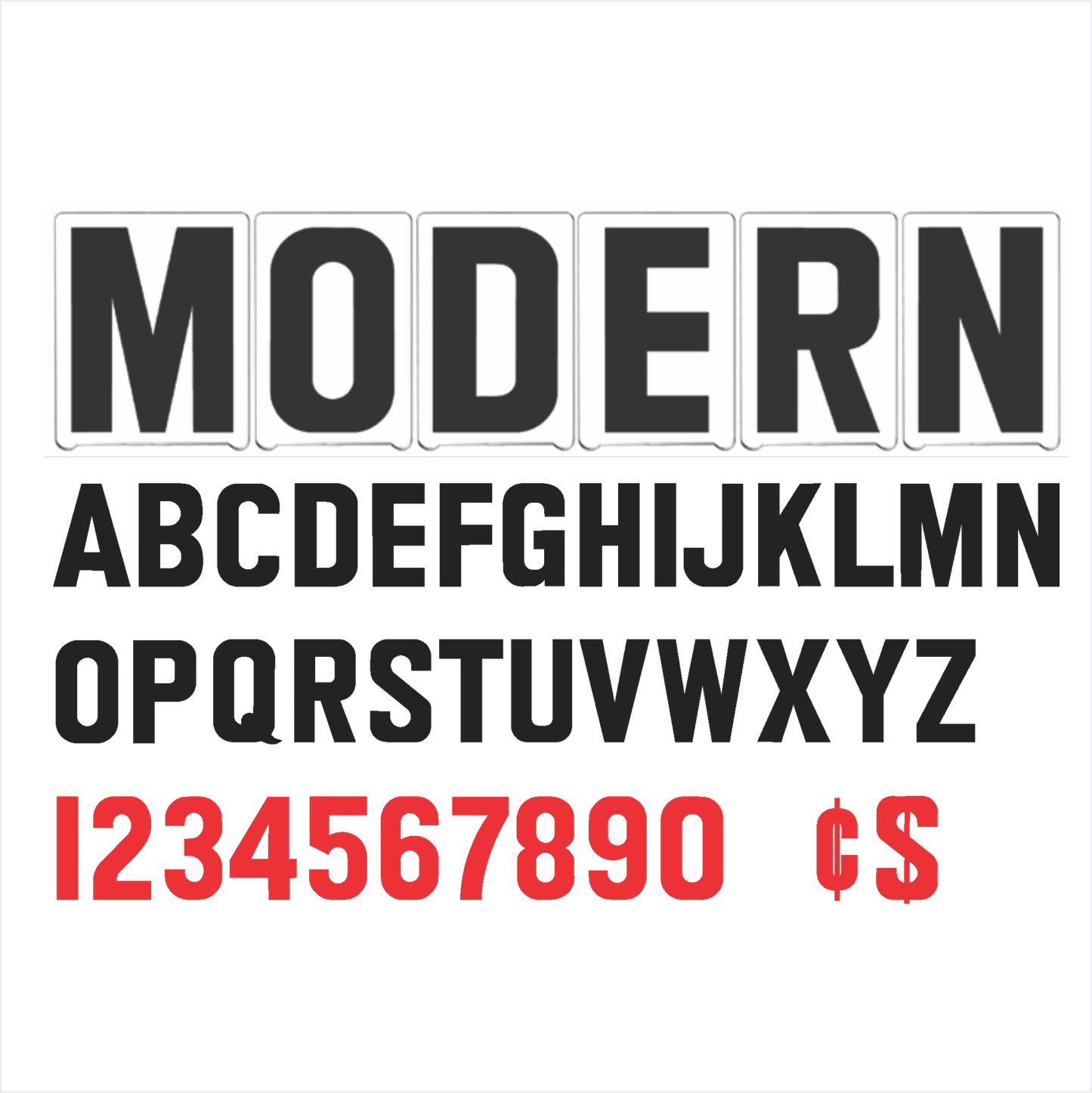 10" Modern Changeable Sign Letters - Black letters & red numbers
