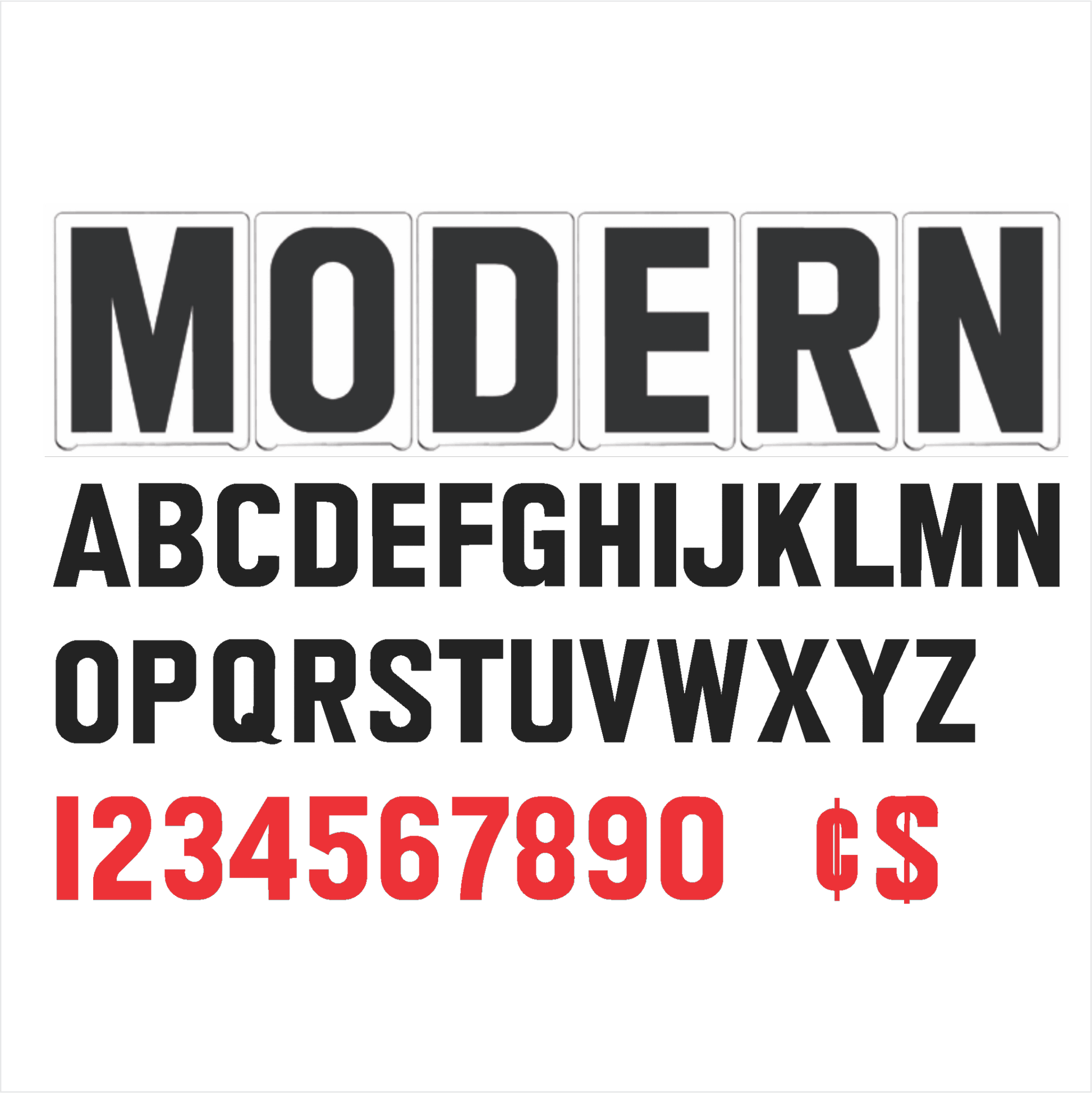 10" Modern Changeable Sign Letters - Black letters & red numbers