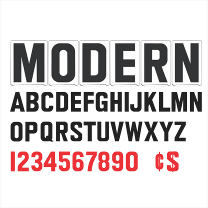 10" Modern Changeable Sign Letters - Black letters & red numbers