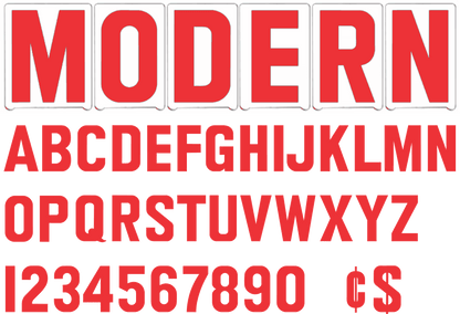 10" Modern Church Change Letters - Red letters & red numbers