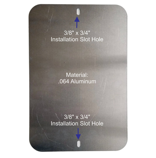 Back side of sign showing mounting installation slot holes