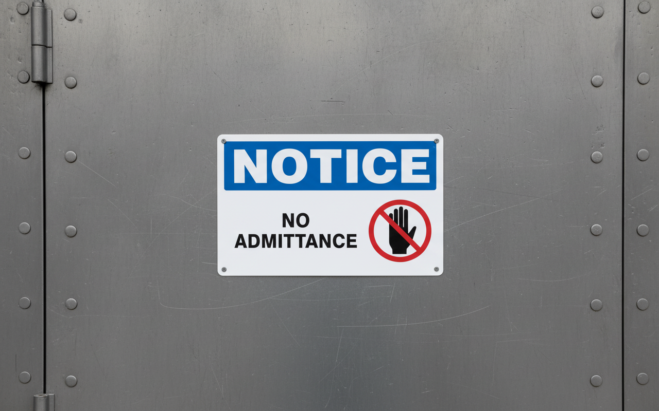 AVIS - PAS D'ADMISSION - NO121