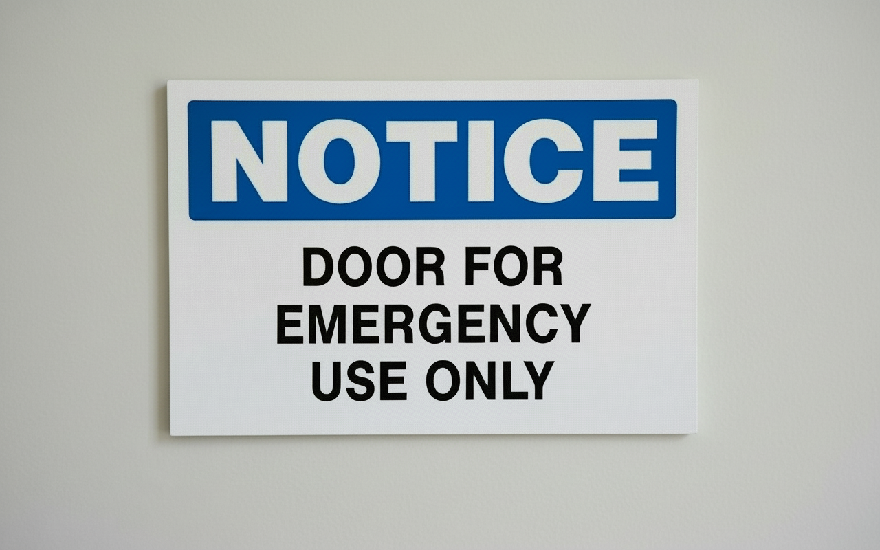 AVIS - PORTE POUR USAGE D'URGENCE UNIQUEMENT - NO145