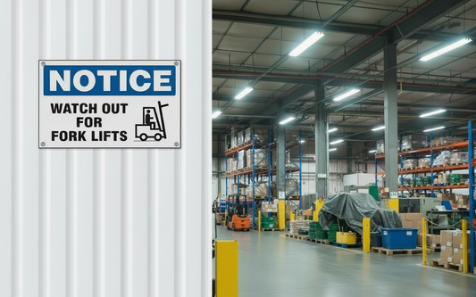 Fork lift sign on wall
