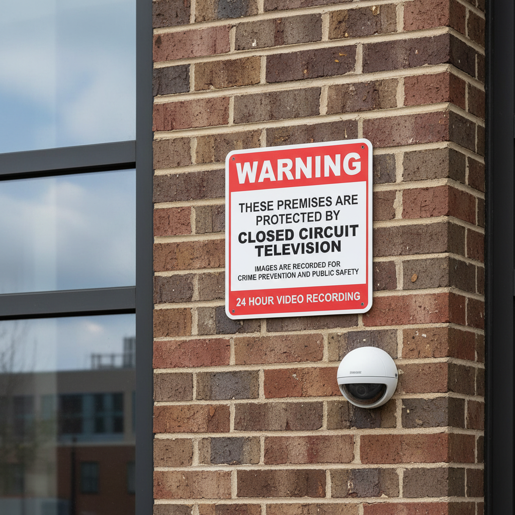 Warning CCT Sign on building