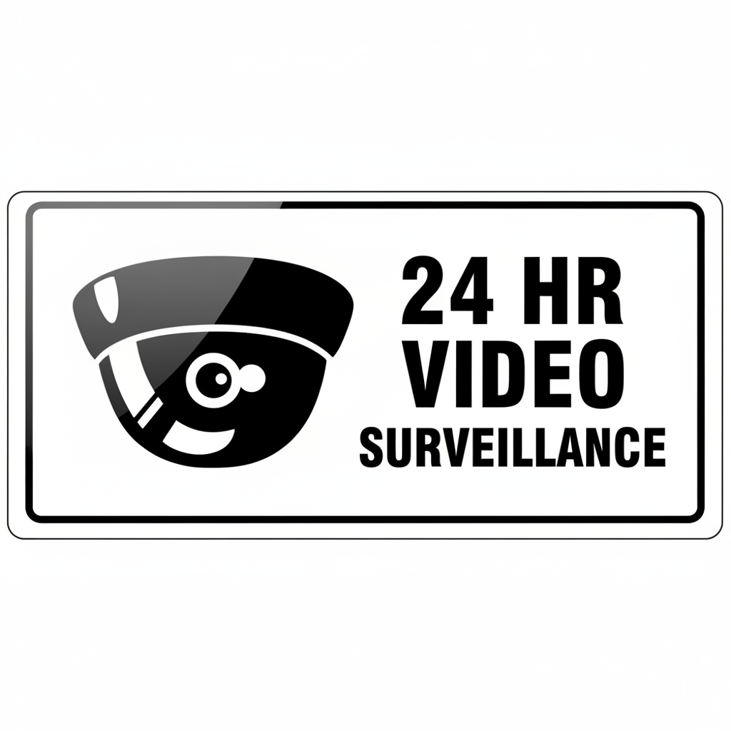 24 HOUR VIDEO SURVEILLANCE SECURITY SIGN | Camera Symbol