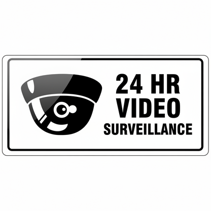24 HOUR VIDEO SURVEILLANCE SECURITY SIGN | Camera Symbol