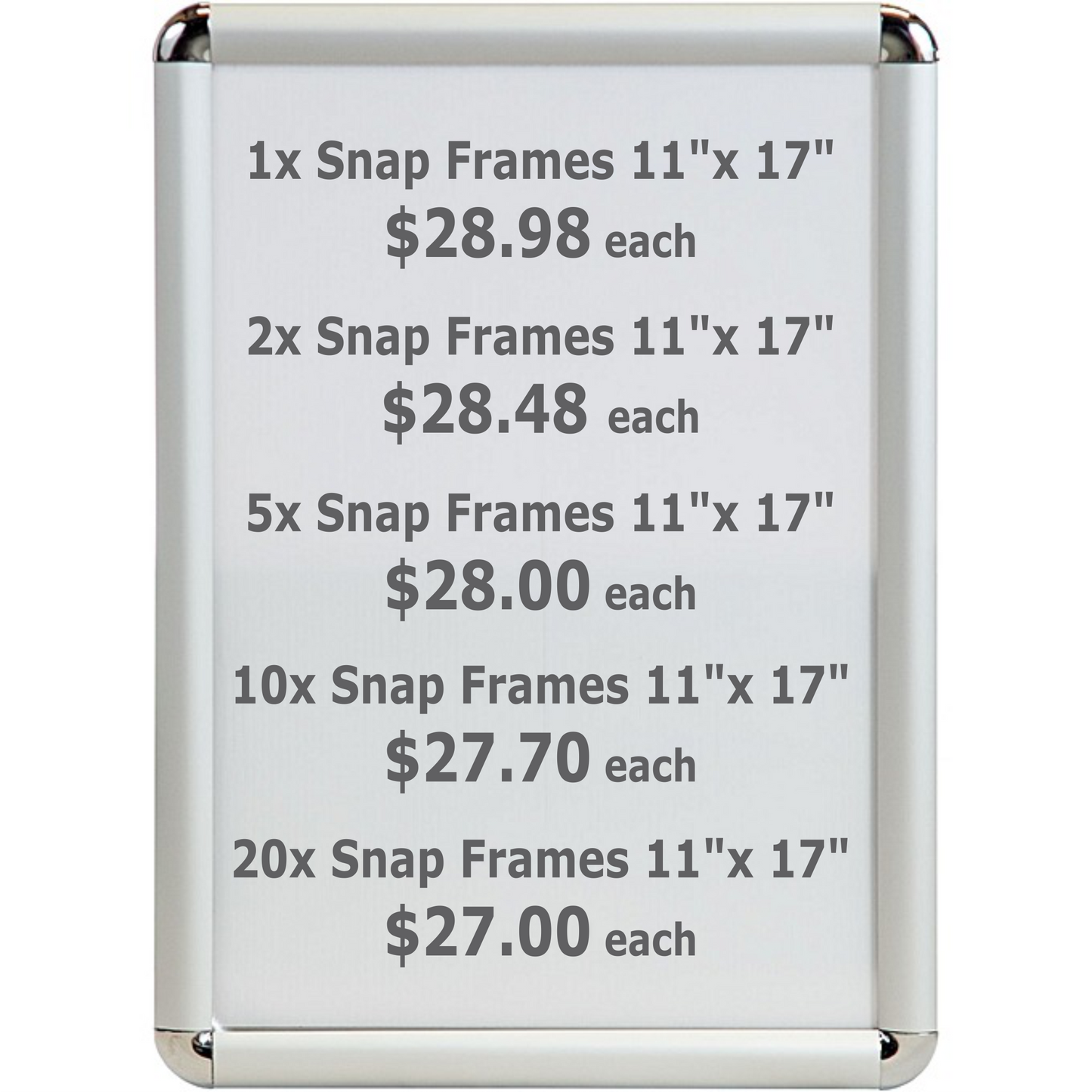 Snap frame 11" x 17" rounded corners