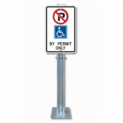 Handicap parking permit only sign installed on a post