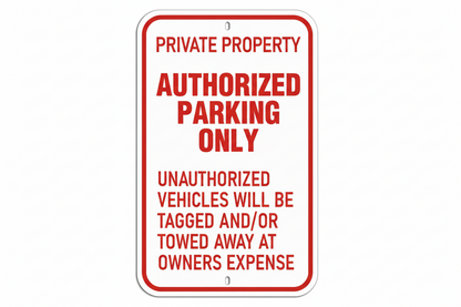 Private Property - Authorized Parking Only - Sign TR-P11