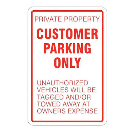 Private Property Customer Parking Only sign