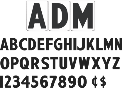 6" ADM Rigid Changeable Sign Letter - Black  letters & numbers