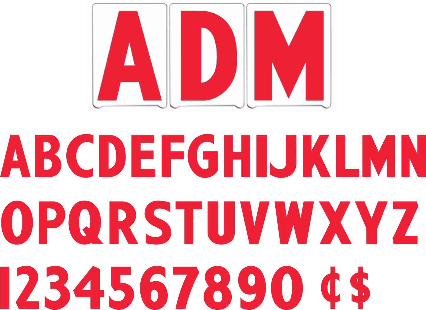 4" ADM School sign letters - Red letters & numbers