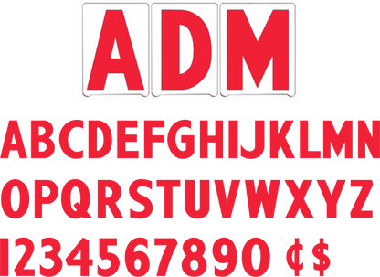 4" ADM School sign letters - Red letters & numbers
