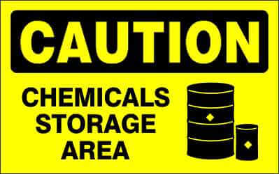 CAUTION Sign - CHEMICALS STORAGE AREA