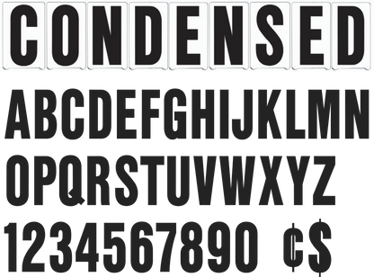 6" Condensed Changeable Sign Letters - Black letters & numbers