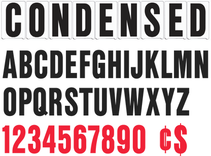 8" on 9" (8 7/8") Condensed Changeable School Letters - Black letters & red numbers