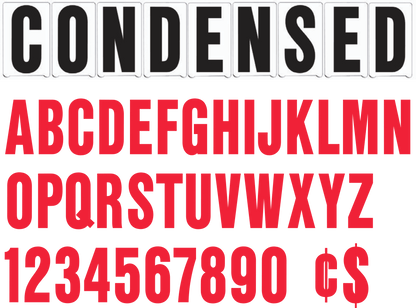 6" Condensed Rigid Changeable Sign Letter - Red letters & numbers