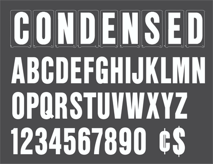 6" Condensed Rigid Changeable Sign Letter - White letters & numbers