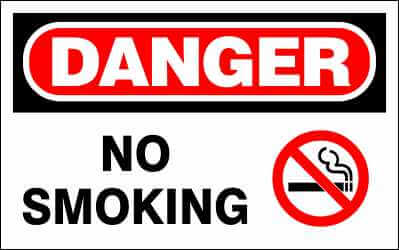 DANGER Sign - NO SMOKE