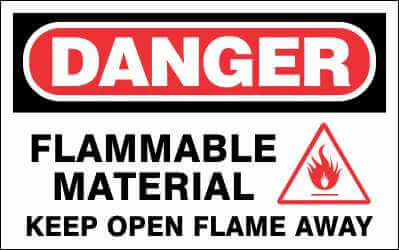 DANGER Sign - FLAMMABLE MATERIAL KEEP OPEN FLAME AWAY