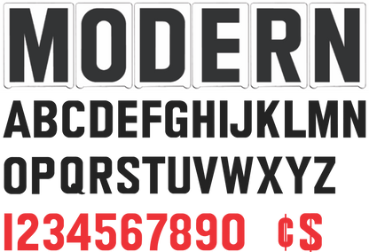 10" Modern School Changeable Letters - Black letters & red numbers