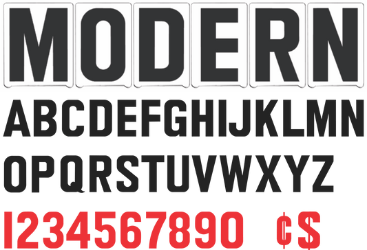 3" Modern Church Changeable Sign Letters  - Black letters & red numbers