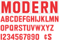 4" modern changeable sign letters - Red letters & Red numbers