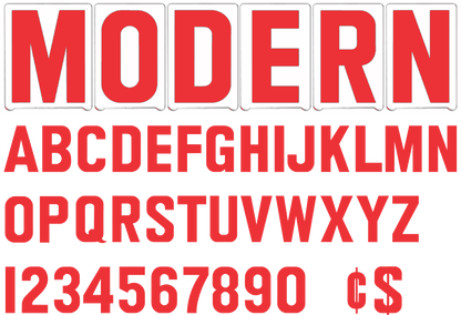 6" Modern School Changeable Sign Letter - Red letters & numbers
