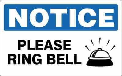 Please ring bell deals for entry sign