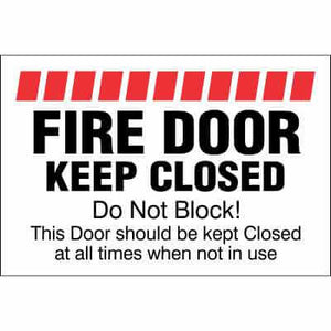 FIRE DOOR KEEP CLOSED - Do Not Block - Sign