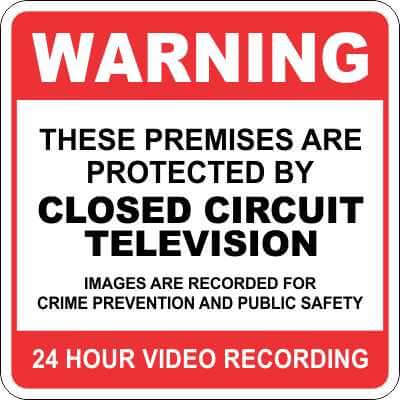 Warning CCT Sign red and black on white