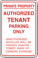 Authorized Tenant Parking Sign