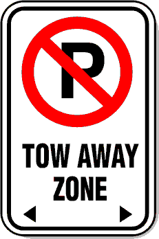 No Park Tow away zone sign