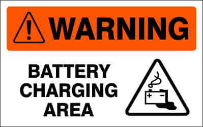 WARNING - BATTERY CHARGING AREA - WA690