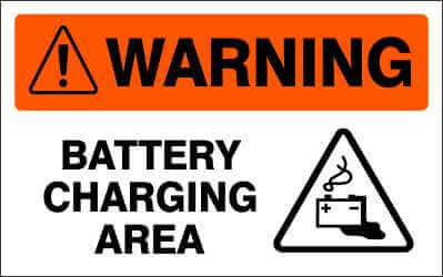 WARNING Sign - BATTERY CHARGING AREA