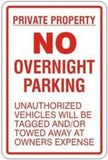 No Overnight Parking Sign